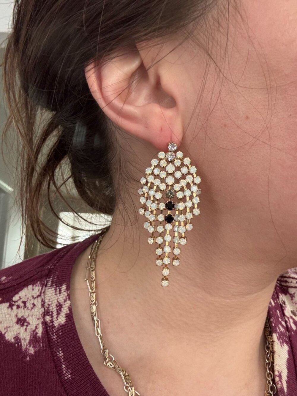 Isabel Marant Crystal Fringe Drop Chandelier Earrings